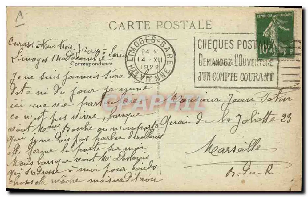 Mulher carregando um cesto — Limoges — V. P. n°104 - Verso