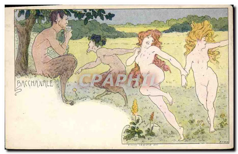 Bacchanale — scène de danse et de musique sous un arbre — éditeur R. Léonard, n° 25 - Vorderseite