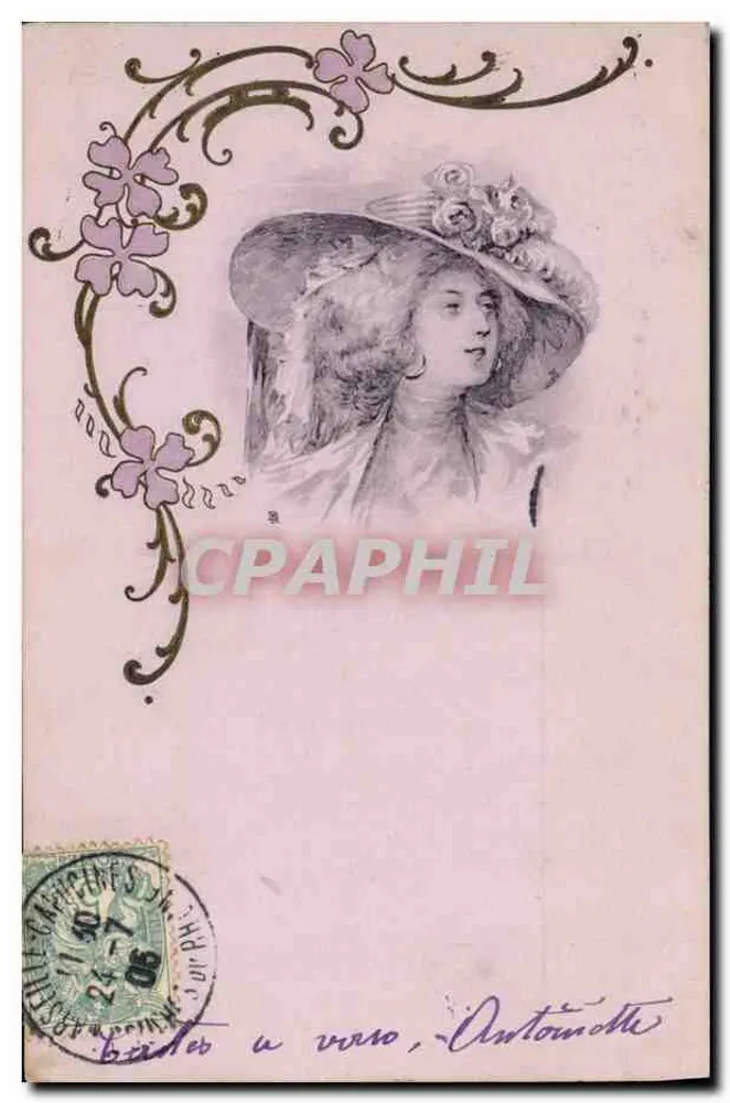 Junge Frau mit geschmücktem Hut — Illustration — Verlag BRW 465 - Vorderseite