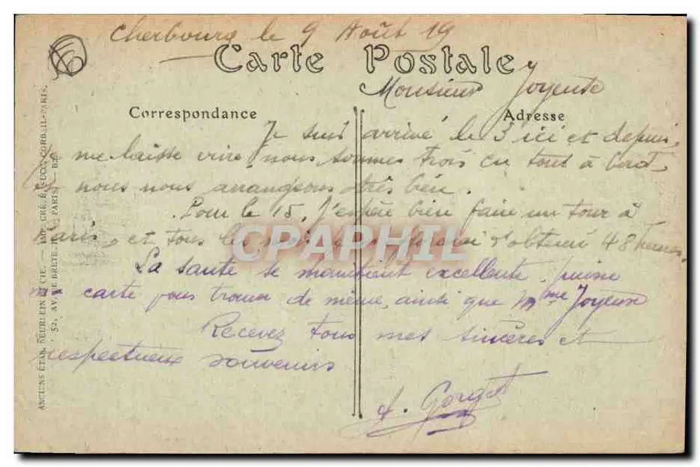 Cherbourg — Facha exterior do Casino — editor Anctins & Fils, n° 94 - Verso