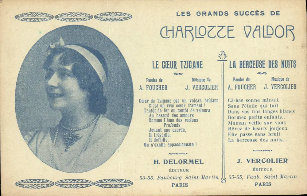 Charlotte Valdor — Die großen Erfolge — H. Delormel, 55-55, Faubourg Saint-Martin, Paris - Vorderseite