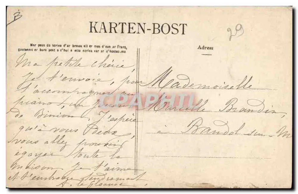 Der bretonische Musiker — Sammlung Vézian, Quimper — n° 14401 - Rückseite