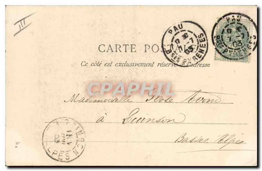 PYRÉNÉES — Trachten der Region — Musiker von Larnus-Eaux-Bonnes — Zeichnung von Gorse — D. T., Verlag, Nr. 666 - Rückseite