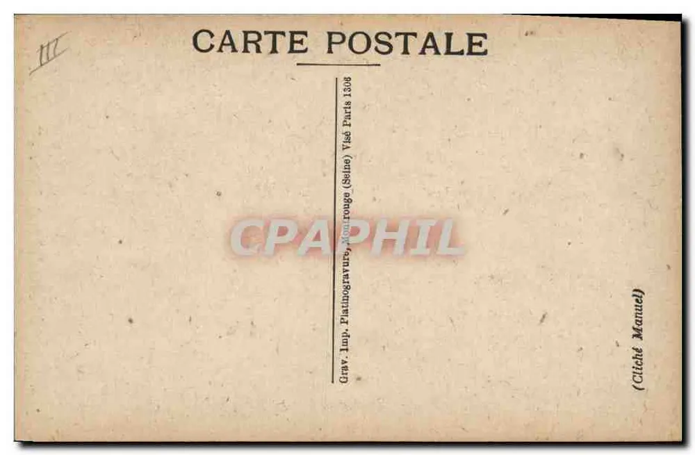 Maréchal Foch — retrato em uniforme — Grav. Imp. Platiogravure, Neuilly-sur-Seine (Seine) Visé Paris 1308 - Verso