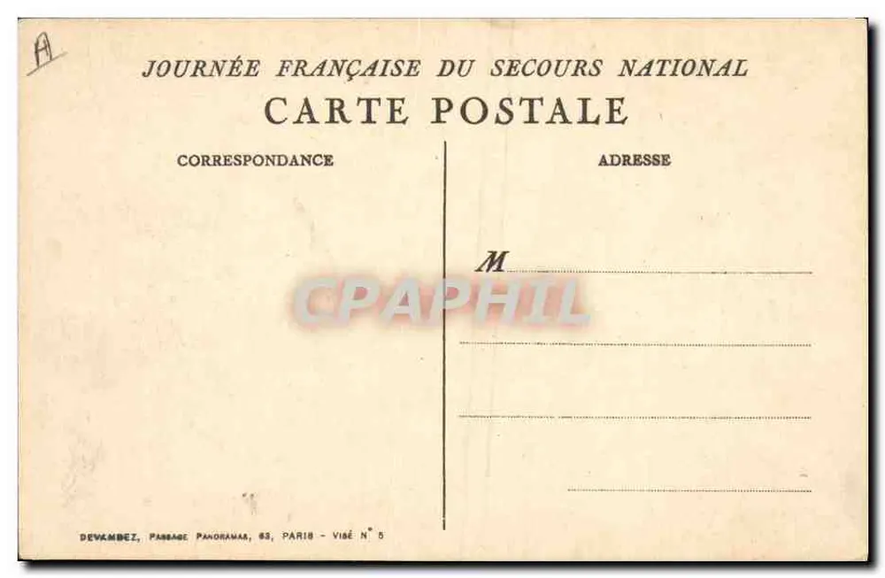 Scène de charité — Journée Française du Secours National — Devambez, Paris - Verso