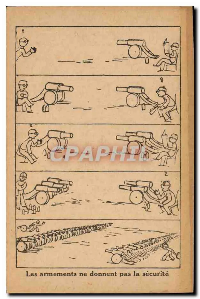 Waffen geben keine Sicherheit — satirische Karikatur — Editions L. I. C. P. - Vorderseite