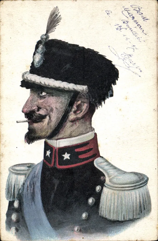 Soldado em uniforme — caricatura — 3047-15, Made in Italy - Frente