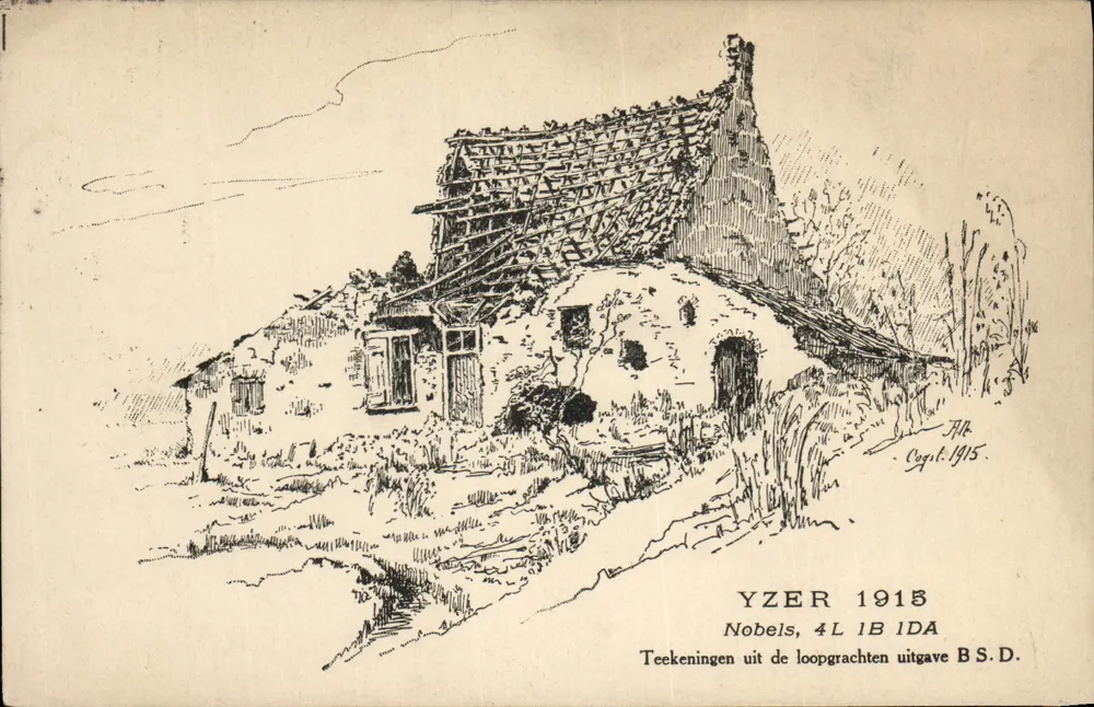 Yzer 1915 — Nobels, 4L 1B 1DA — Desenhos das trincheiras da edição B.S.D. - Frente