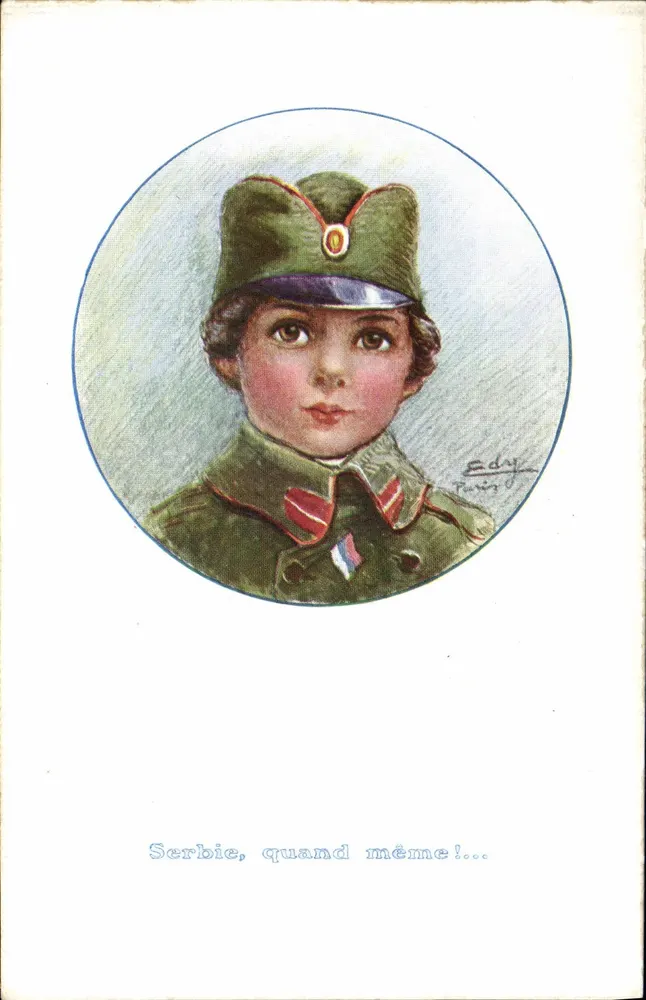 Serbischer Soldat — patriotische Illustration — Verlag J. Phuor, Paris - Vorderseite