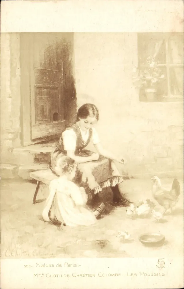 Die Küken — Frau Clotilde Chrétien-Colombe — Salons de Paris, Nr. 215 - Vorderseite