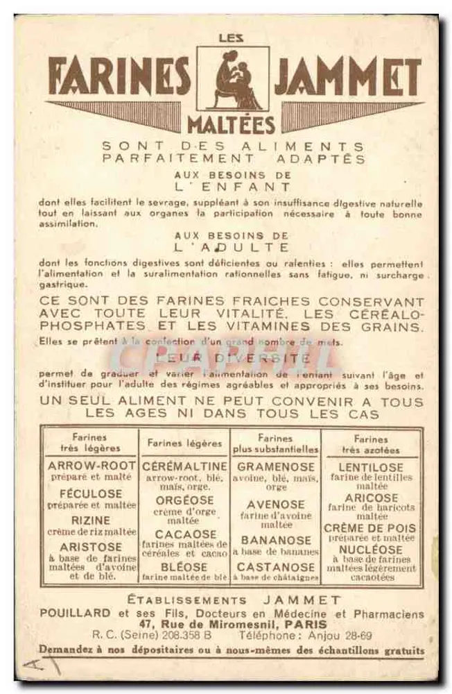 As Velhas Províncias da França — A Saintonge — Editado pelas Farinas Jammet - Verso