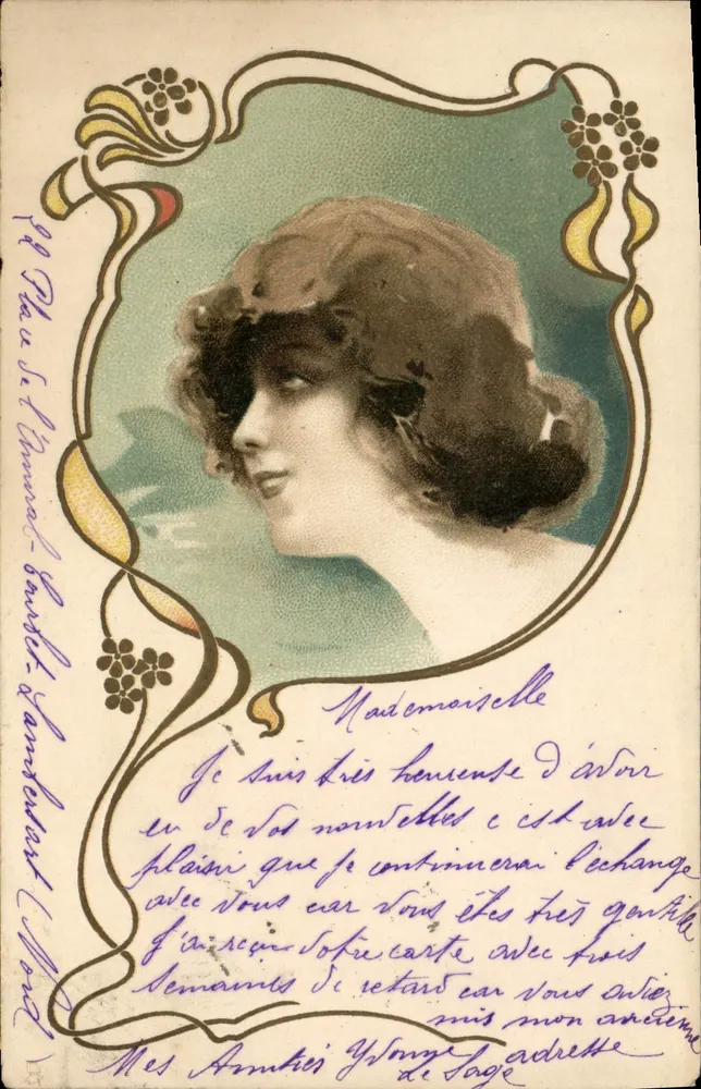 Porträt einer Frau — Jugendstil — Raphaël Tuck & Fils, Serie 202 - Vorderseite