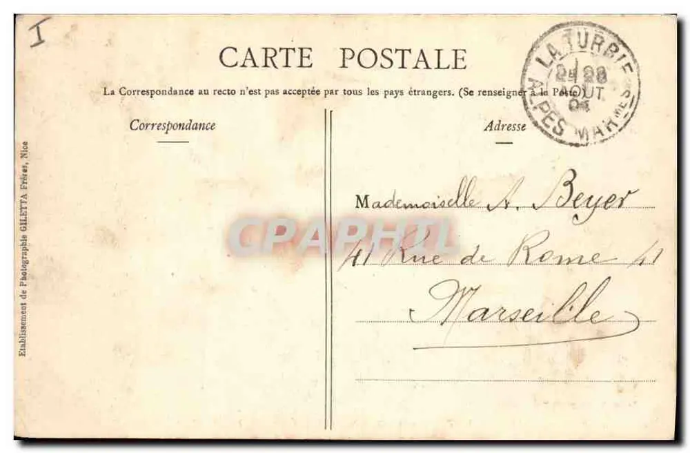 Monte-Carlo - Ansicht des Trente-Quarante-Saals - Giletta-Ausgabe, Nr. 706 - Rückseite