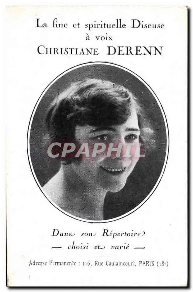 Christiane Derenn — Soprano — Werbebriefkarte - Vorderseite