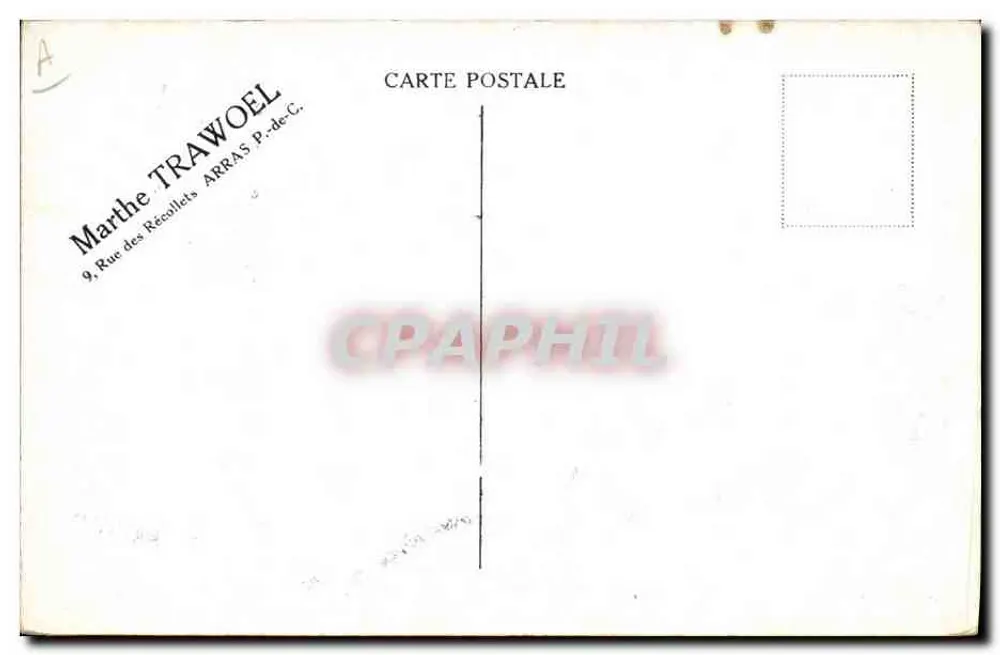 Ritratto di donna — profilo — editore Marthe Trawoel, Arras - Verso