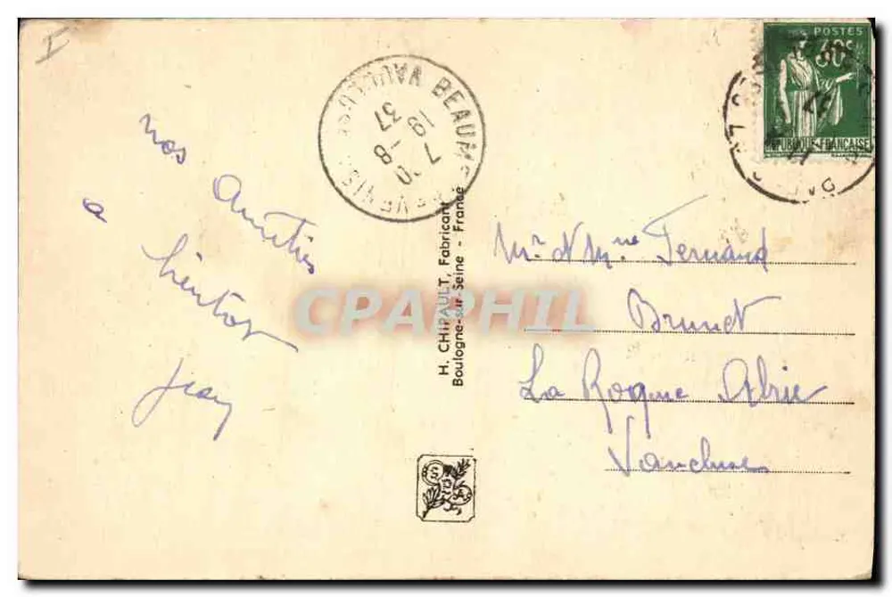 Freizeitpark - Ein Durchgang des Wirbelsturms — Internationale Ausstellung Paris 1937 — H. CHIAPAUT, n°126 - Rückseite
