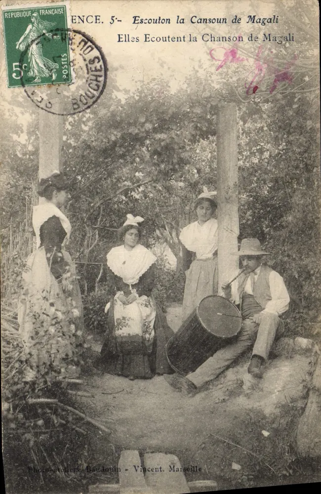Escouton la Cansoun de Magali — Elles Ecoutent la Chanson de Magali — Photomodèles Baudouin - Vincent, Marseille - Frente