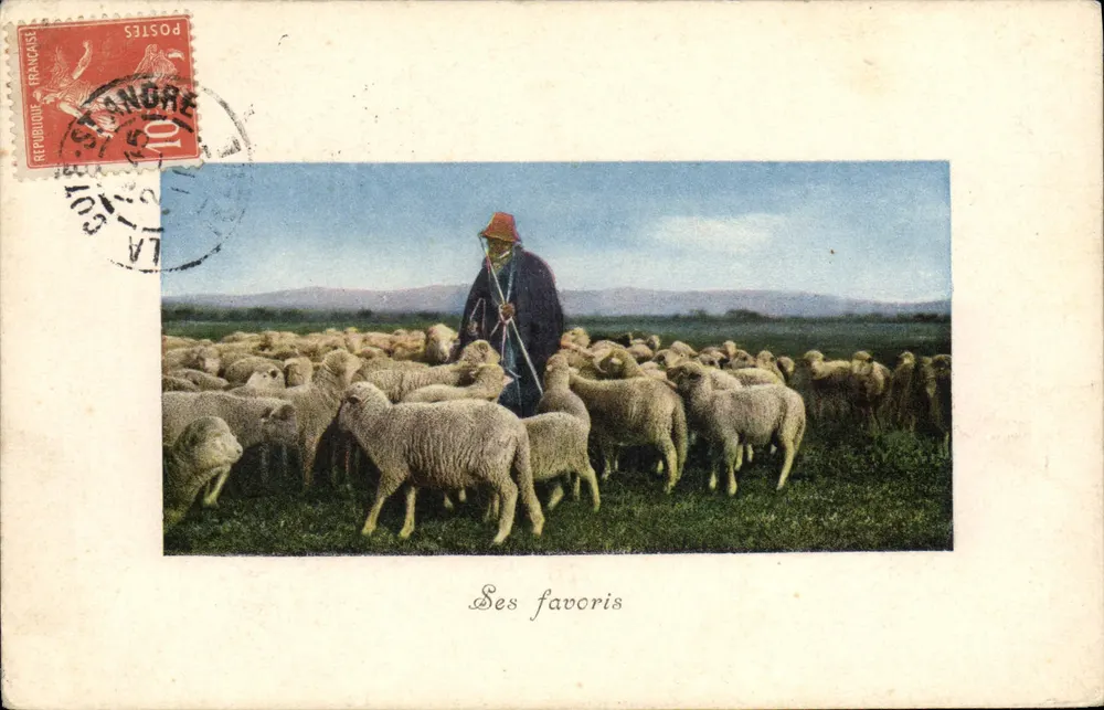 Ein Schäfer mit seinen Schafen — Seine Favoriten — Verlag Brugner & C., Como & Zürich - Vorderseite