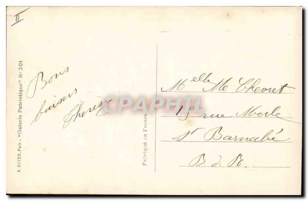 Slaapende kind — Soldaat in uniform die een lantaarn houdt — B.B. Borziona — 1914 - Achterkant
