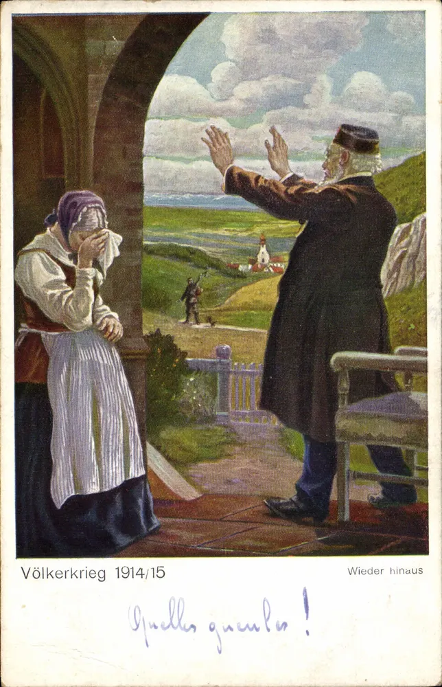 Família separada no limiar da guerra — Völkerkrieg 1914/15 — J&S M No. 156 - Frente