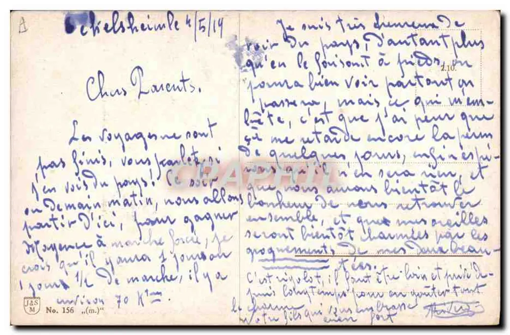 Família separada no limiar da guerra — Völkerkrieg 1914/15 — J&S M No. 156 - Verso