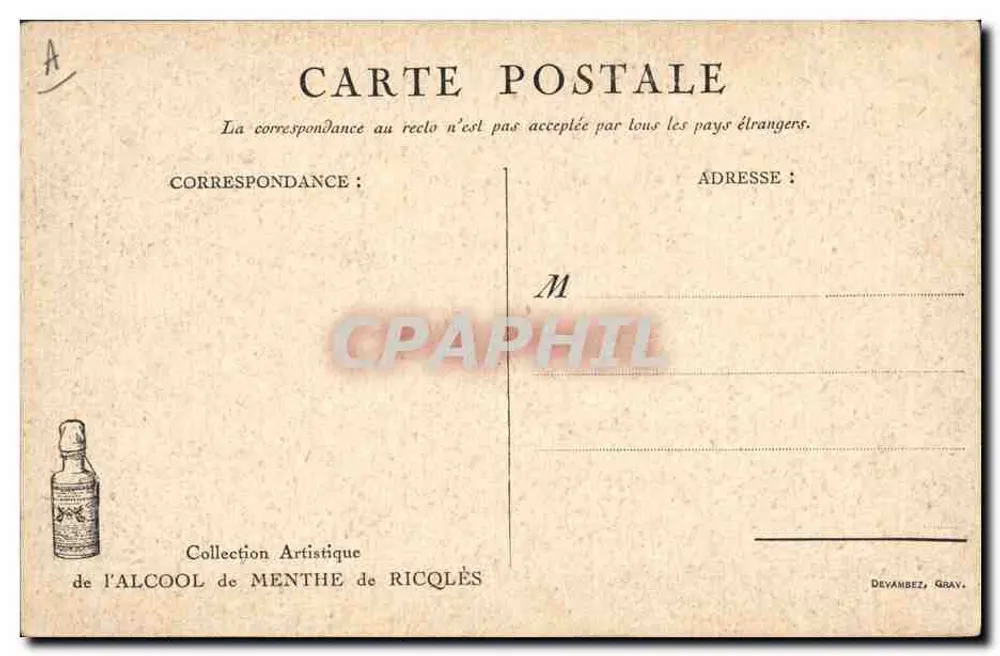 Momentos de calma — Soldados bebendo álcool de menta — A. Devambez, Planchette IV - Verso