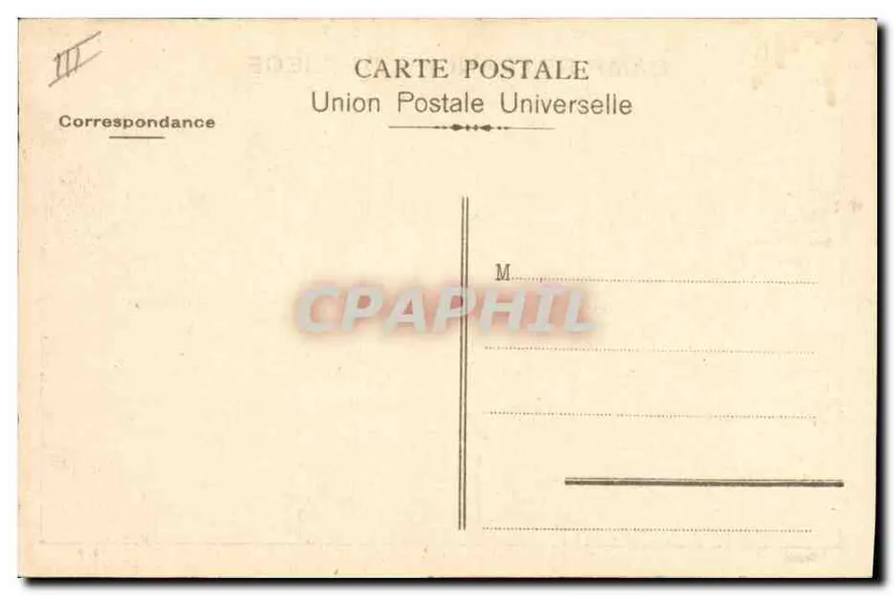Campo retranqueado de Liège — carta militar — União Postal Universal - Verso