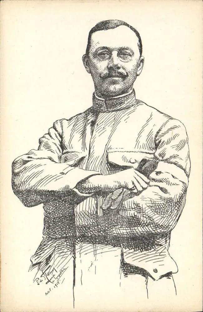 Retrato de um militar — desenho assinado P. Silson, Agosto 1915 — editor não visível - Frente