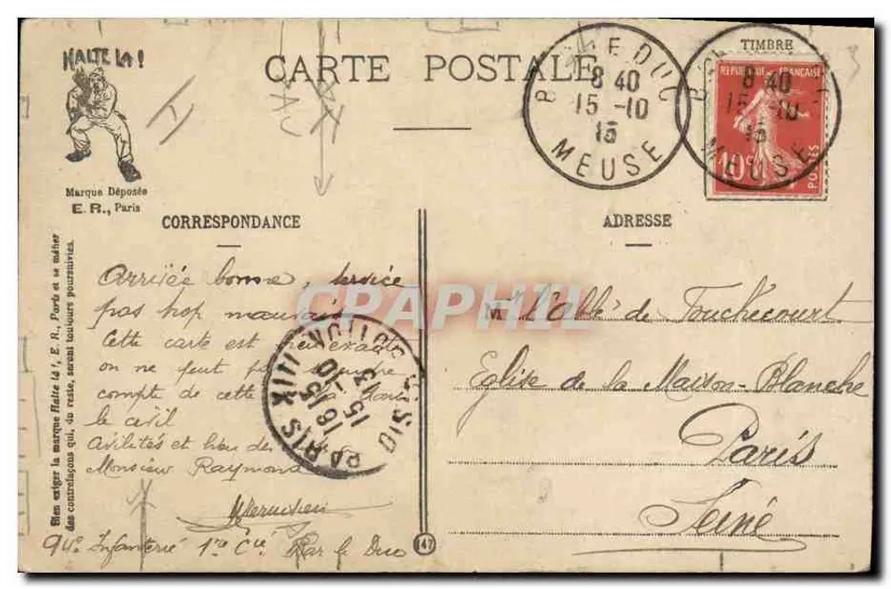 Os Mandamentos do Soldado — caricatura militar — E.R. Paris (Modelo depositado) - Verso