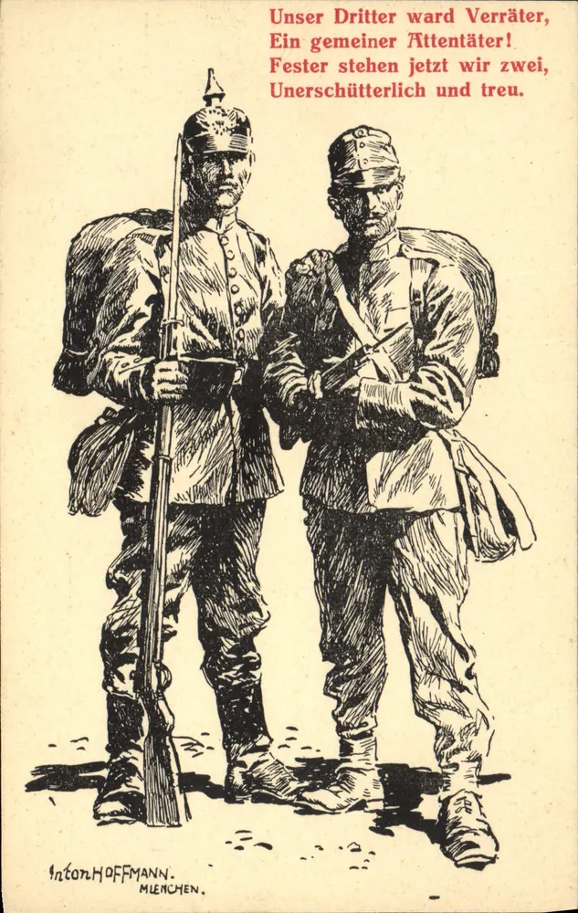 Dois soldados alemães — caricatura anti-francesa — Inton Hoffmann, München - Frente