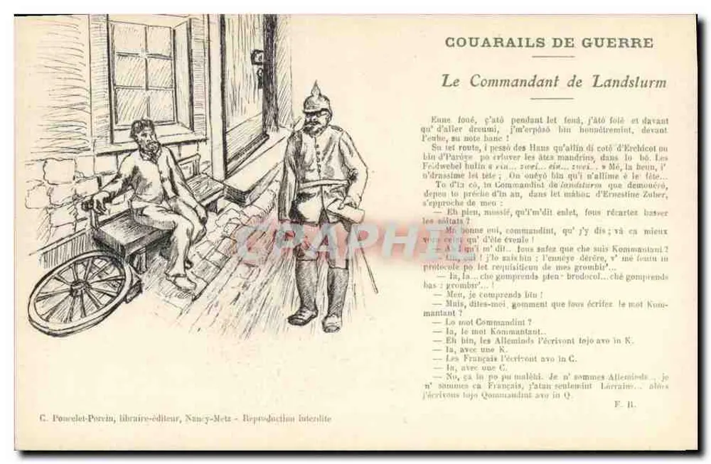 Couarails de Guerra — O Comandante de Landsturm — C. Poncelet-Porcin, livreiro-editor, Nancy-Metz - Frente