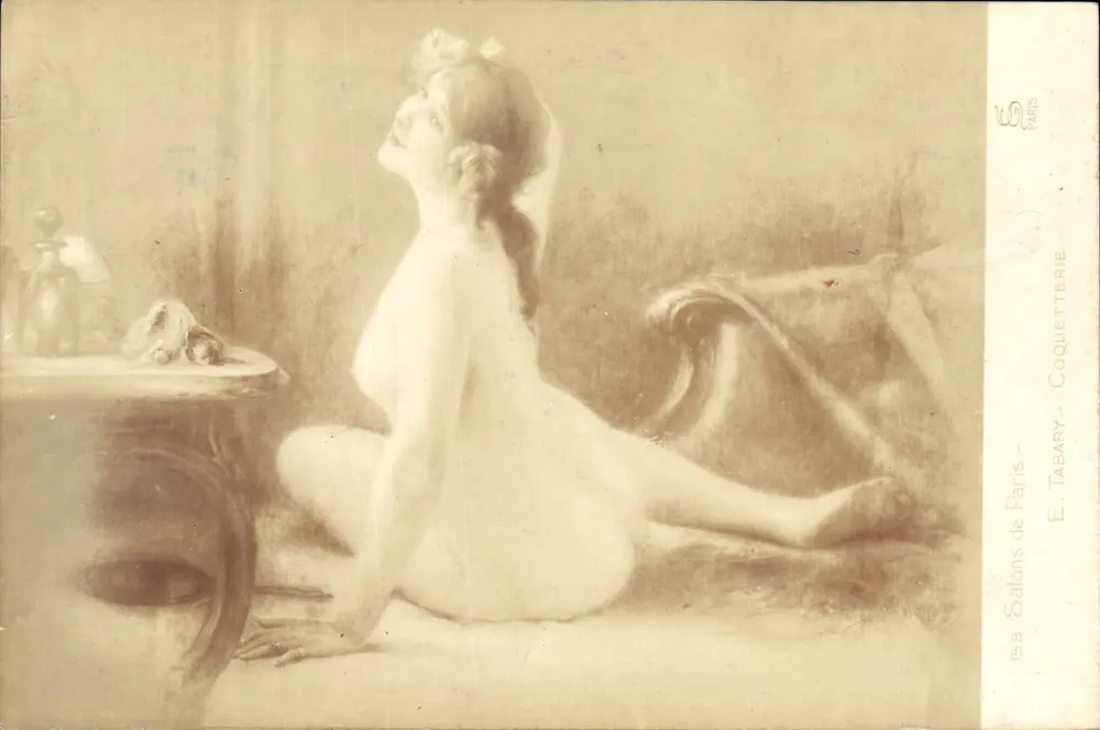 Nackte Frau sitzend — Intime Szene — E. Tabary, Salons de Paris, n°159 - Vorderseite