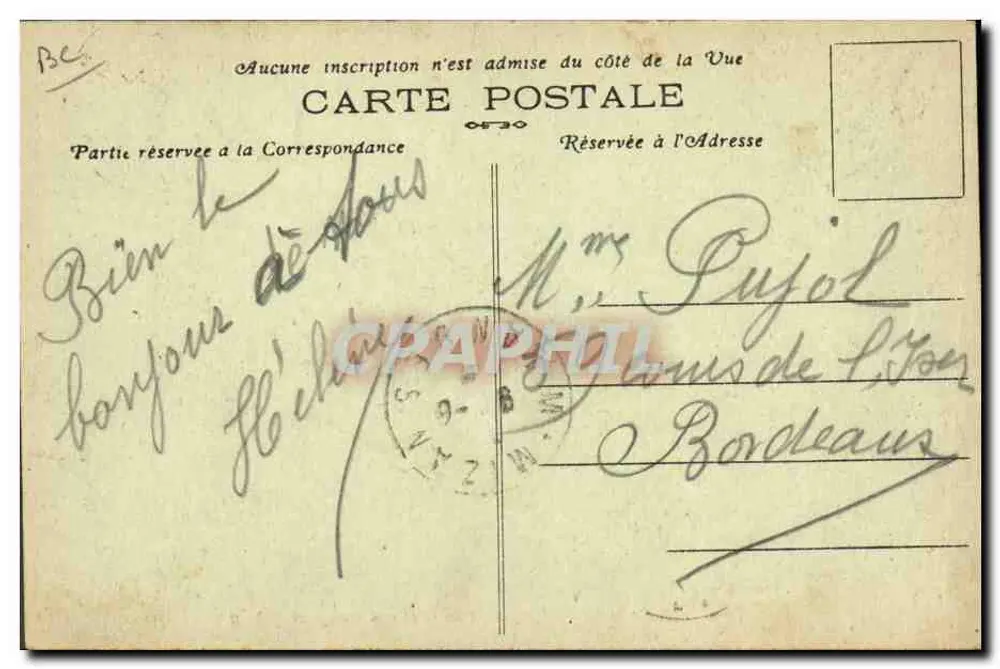 Nos Landes — Pastor landês e seu rebanho — Fototipia Marcel Delboy, Bordeaux - Verso