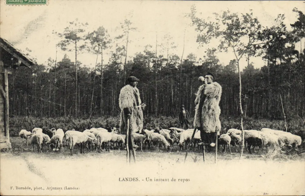 Landas - Um instante de descanso — F. Bernède, fot., Arjuzaux (Landas) - Frente