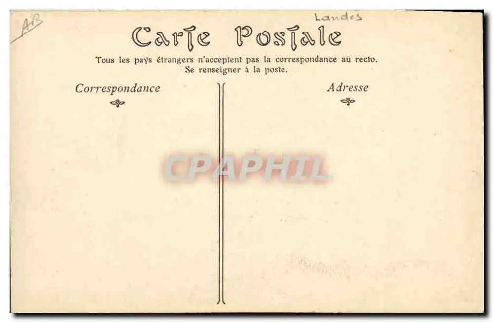 Pastores Landais — Cena de pastoreio com pastor e cabana de palha — editor não identificado, n° 6 - Verso