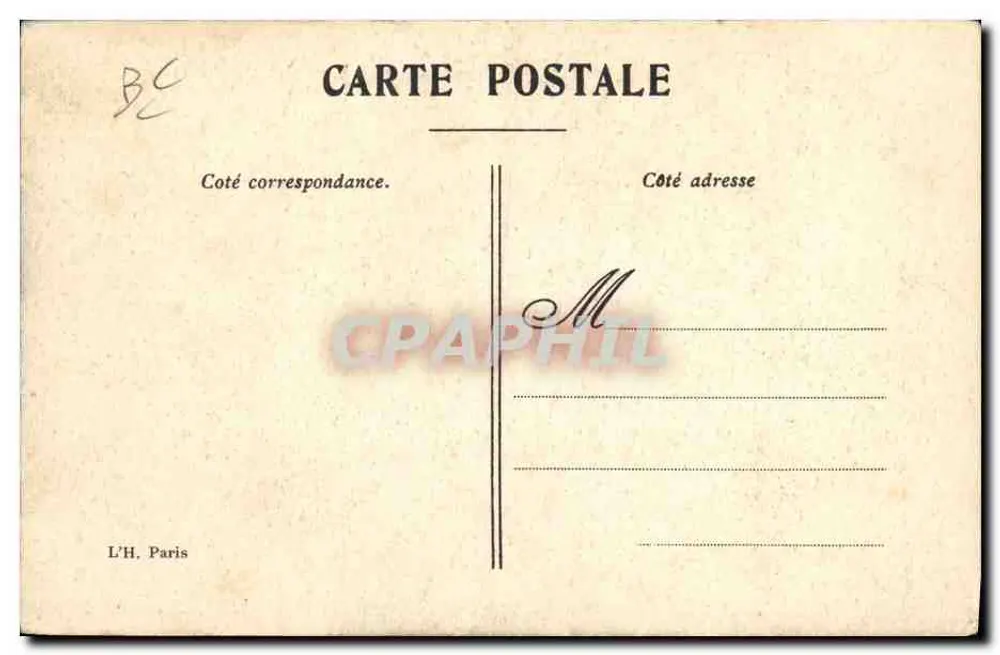 Abreise nach La Begude — satirische Karikatur — L'H. Paris - Rückseite
