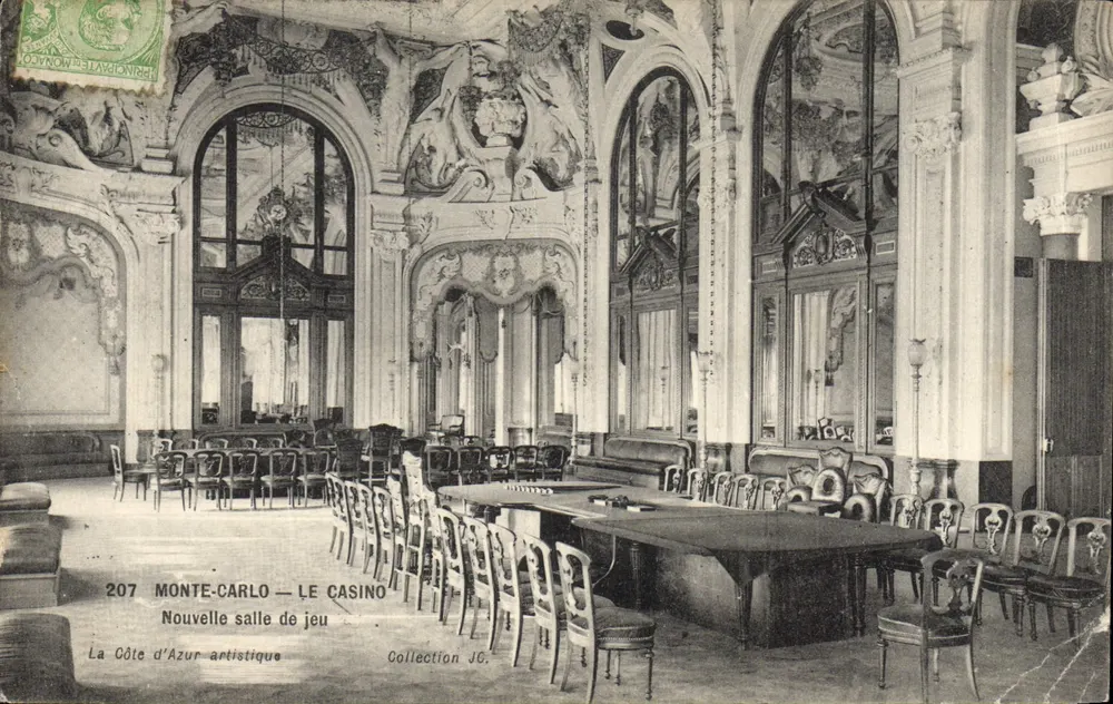Monte-Carlo — Das Casino — Neue Spielhalle — Aufgedruckt auf der Karte: Sammlung J.C. - Vorderseite