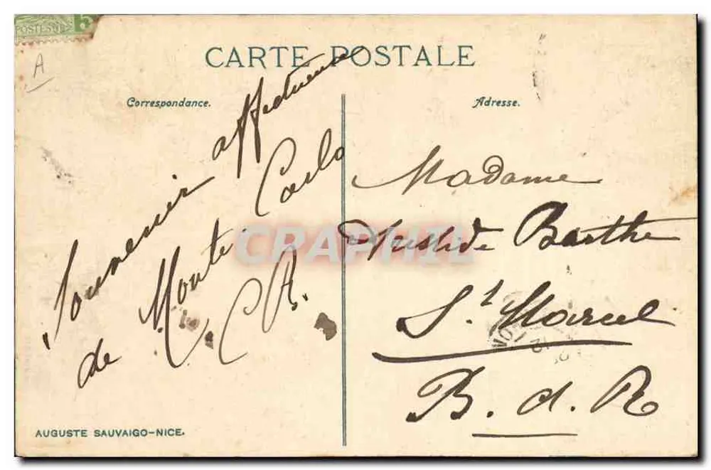 Monte Carlo — Allgemeine Ansicht, Casino, Gärten — ND. Phot. - Rückseite