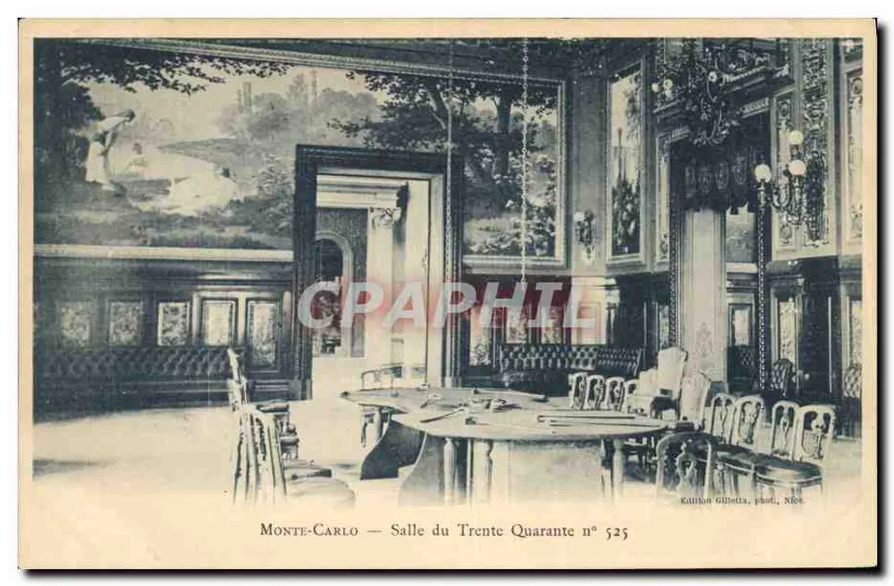 Monte-Carlo — Ansicht des Saals Trente Quarante, Nr. 525 — Edition Gilleux, Foto Nîmes - Vorderseite