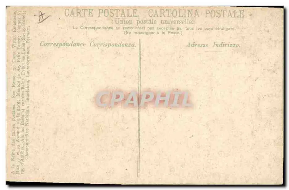Casino von Monte Carlo — Verlag San Remo, Nr. 34 rue des Bains - Rückseite