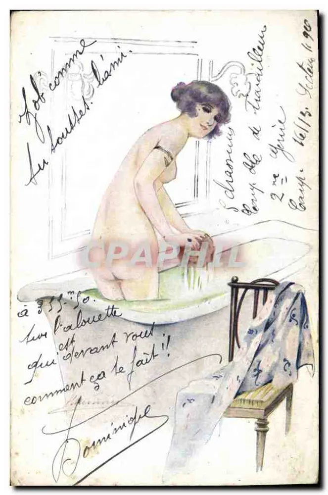Nackte Frau in der Badewanne — Verlag Le Bain de la Parisienne, Nr. 335-350 - Vorderseite