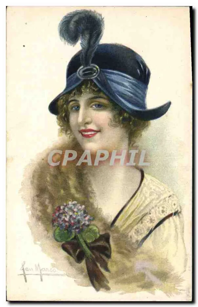 Frau mit Hut mit Feder — San Marco — Verlag Ufficio Rev. Stampa N. 951 - Vorderseite
