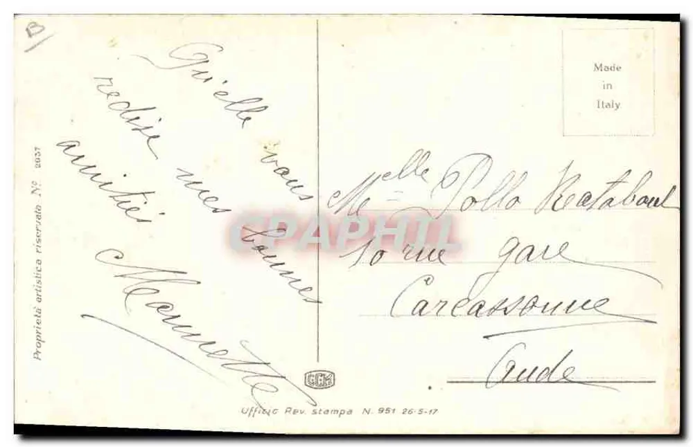 Frau mit Hut mit Feder — San Marco — Verlag Ufficio Rev. Stampa N. 951 - Rückseite