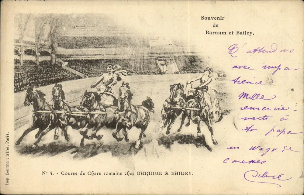 Römische Wagenrennen bei Barnum & Bailey — Imp. Courmont frères, Paris, N° 4 - Vorderseite