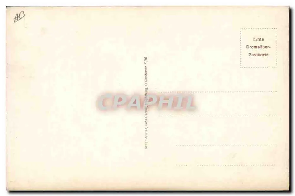 Helena Luderitz & Comico — retrato de perfil — Graph. Amsal, Klosternburg - Verso