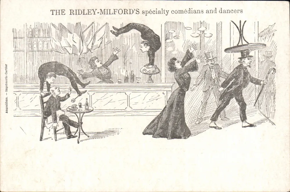 Les Ridley-Milford's — Spezialität: Komödianten und Tänzer — Druckerei Cartier - Vorderseite