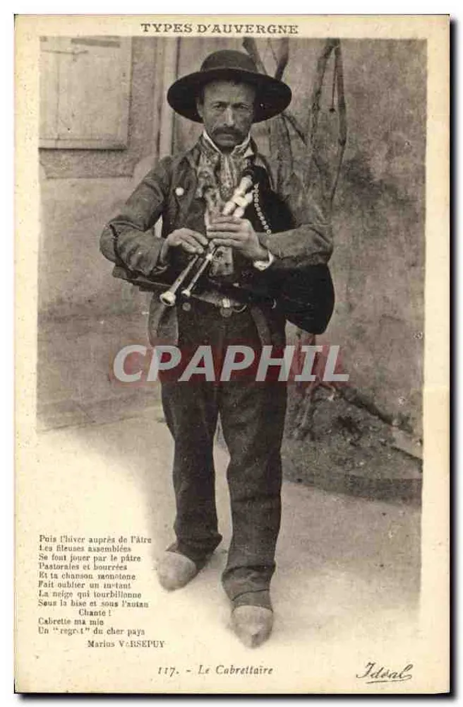 Tipos da Auvergne — O Cabrettaire — Editor Ideal, n° 117 - Frente