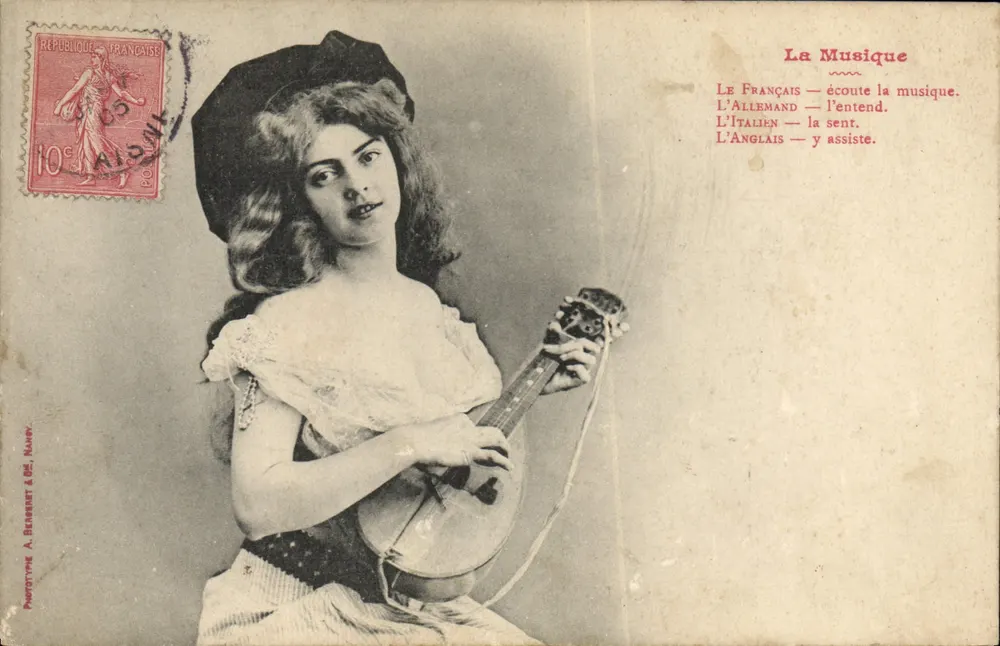 Mulher tocando mandolina — A Música — A. Bessart & Cie, Nâtre - Frente