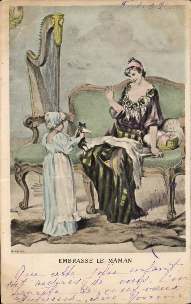 Umarme die Mama — emotionaler Szenen mit Harfe — Verlag G. Léonard, Nr. 6.102 - Vorderseite