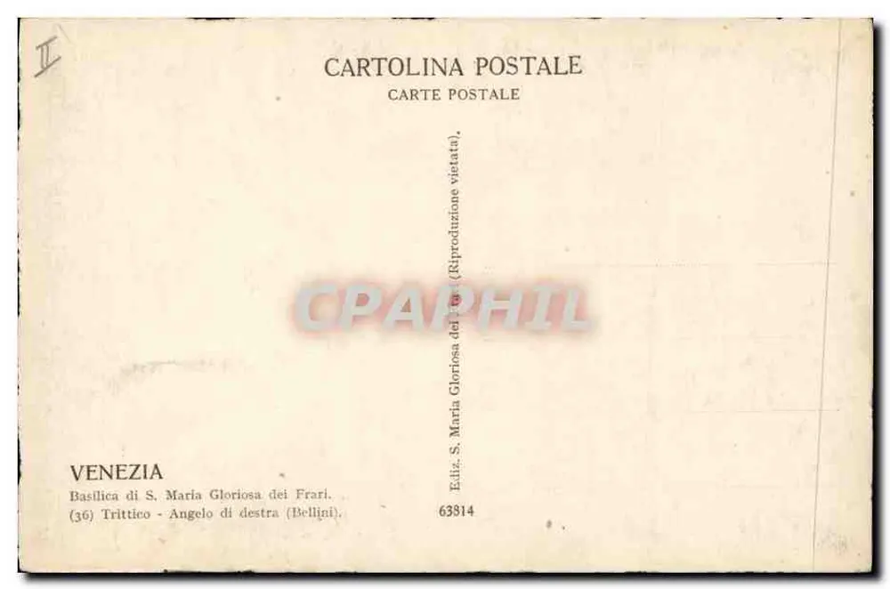 Angelo di destra — Basilica di S. Maria Gloriosa dei Frari — Verlag S. Maria Gloriosa dei Frari, n° 63314 - Rückseite
